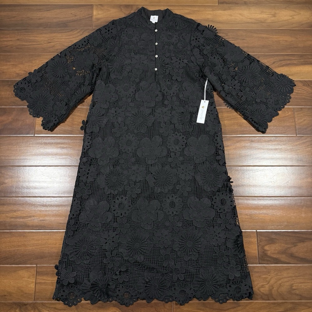 J.Marie Women's Size XS‎ Black Seraphina Floral 3D Lace Long Sleeve Midi Dress